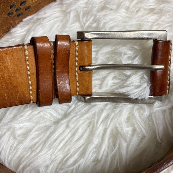 Qualheim Bollorini Brown Leather Silver Studded Belt Made in Italy - Picture 2 of 7